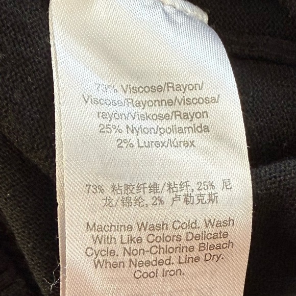 DKNY Donna Karan Circa 1989 Black White Logo Sweater Medium Shimmer Winter - Picture 6 of 9